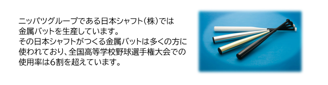 甲子園でのバット使用率6割（ニッパツグループ）